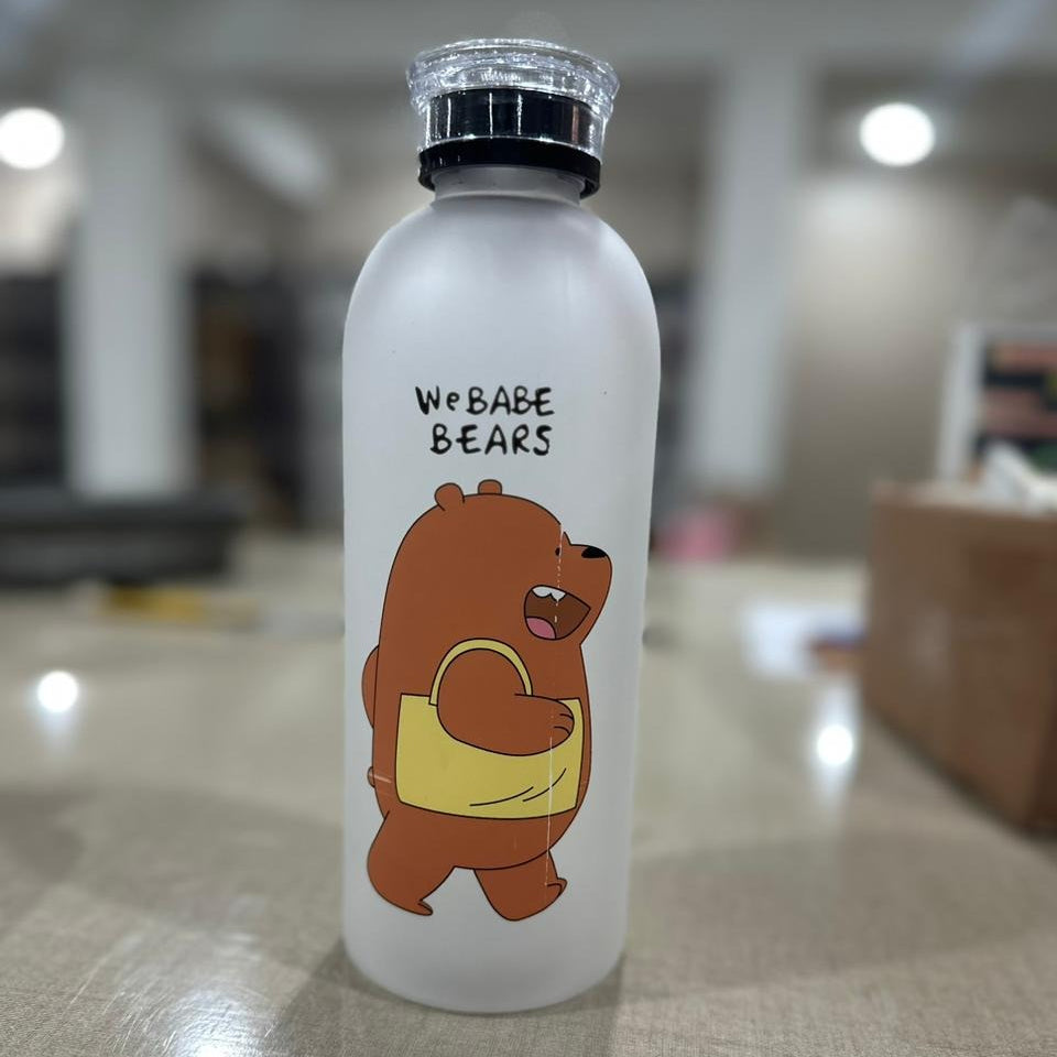Panda Water Bottle 1000ml | Cute Cartoon Bottle with Straw & Dual Cap – BPA-Free Plastic
