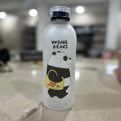Panda Water Bottle 1000ml | Cute Cartoon Bottle with Straw & Dual Cap – BPA-Free Plastic
