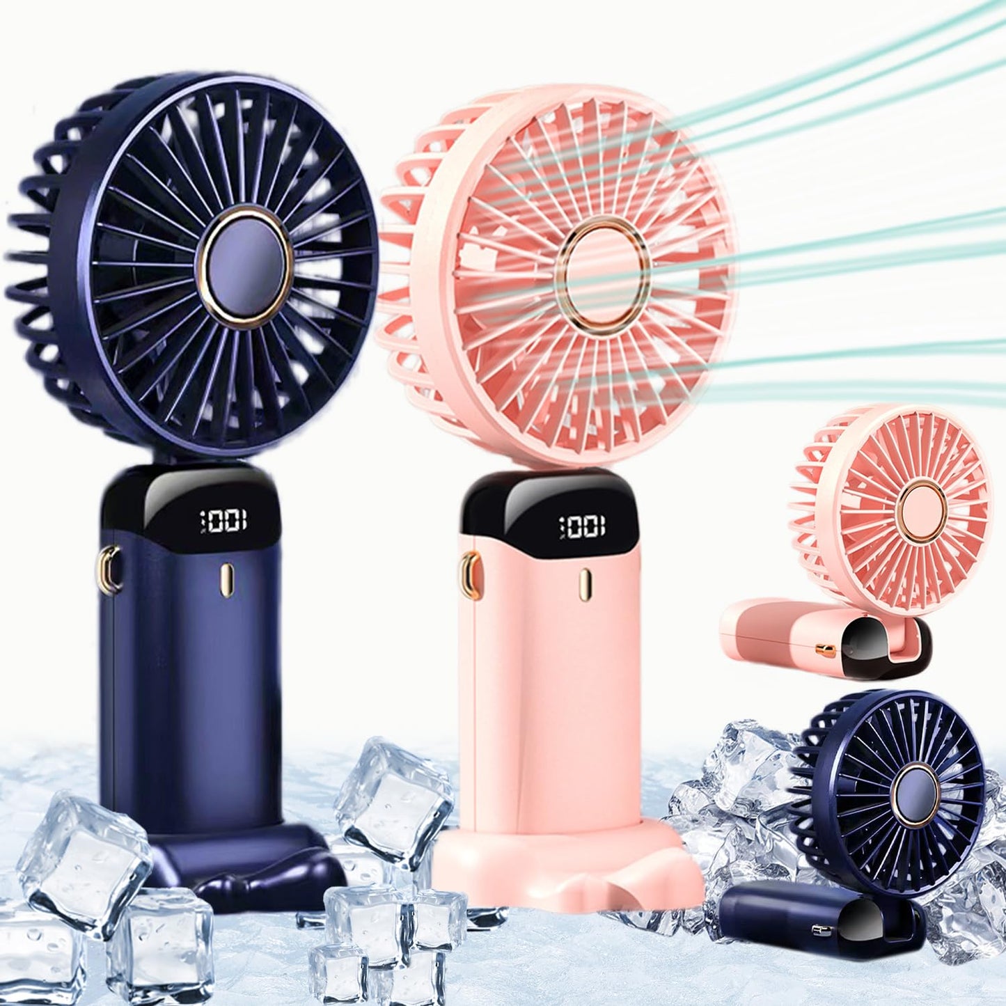 Rechargeable Hand Fan with LED Display