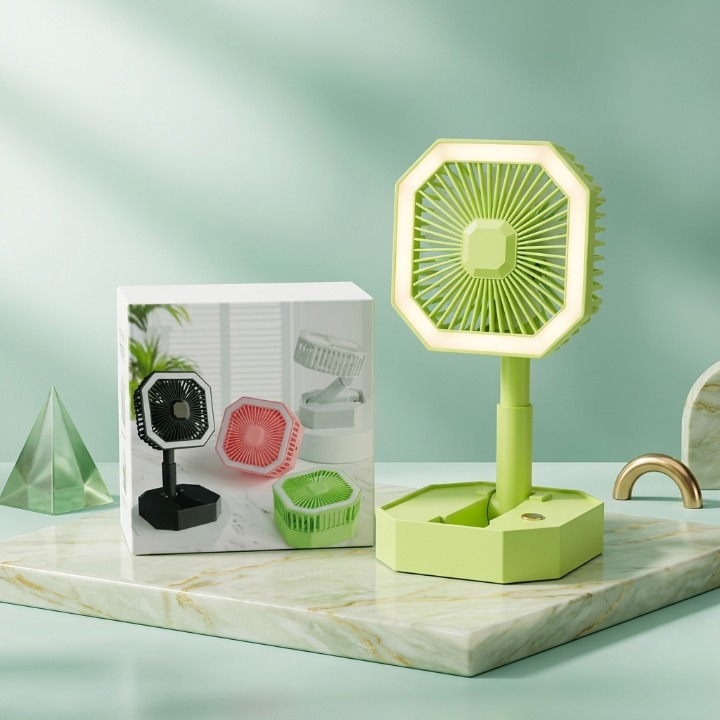 2-in-1 Portable Foldable Rechargeable Fan